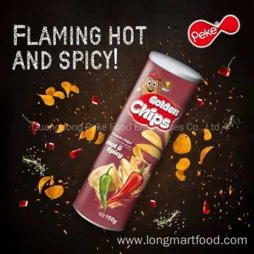 Peke Pringles and Lays Potato Chips in Tube